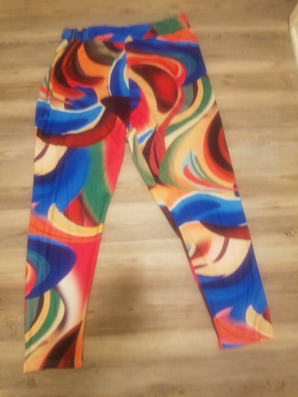 SHEIN Multicolor Swirl Print Leggings - Blue Red Green Orange - Picture 3 of 8